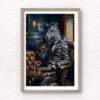 Animal Portraits in Clothes Zebra in smoking room. Designer art by Gotthewanderingeye. Framed wall art prints by Allan Chan.