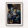 Animal Portraits in Clothes Leopard in smoking room. Designer art by Gotthewanderingeye. Framed wall art prints by Allan Chan.
